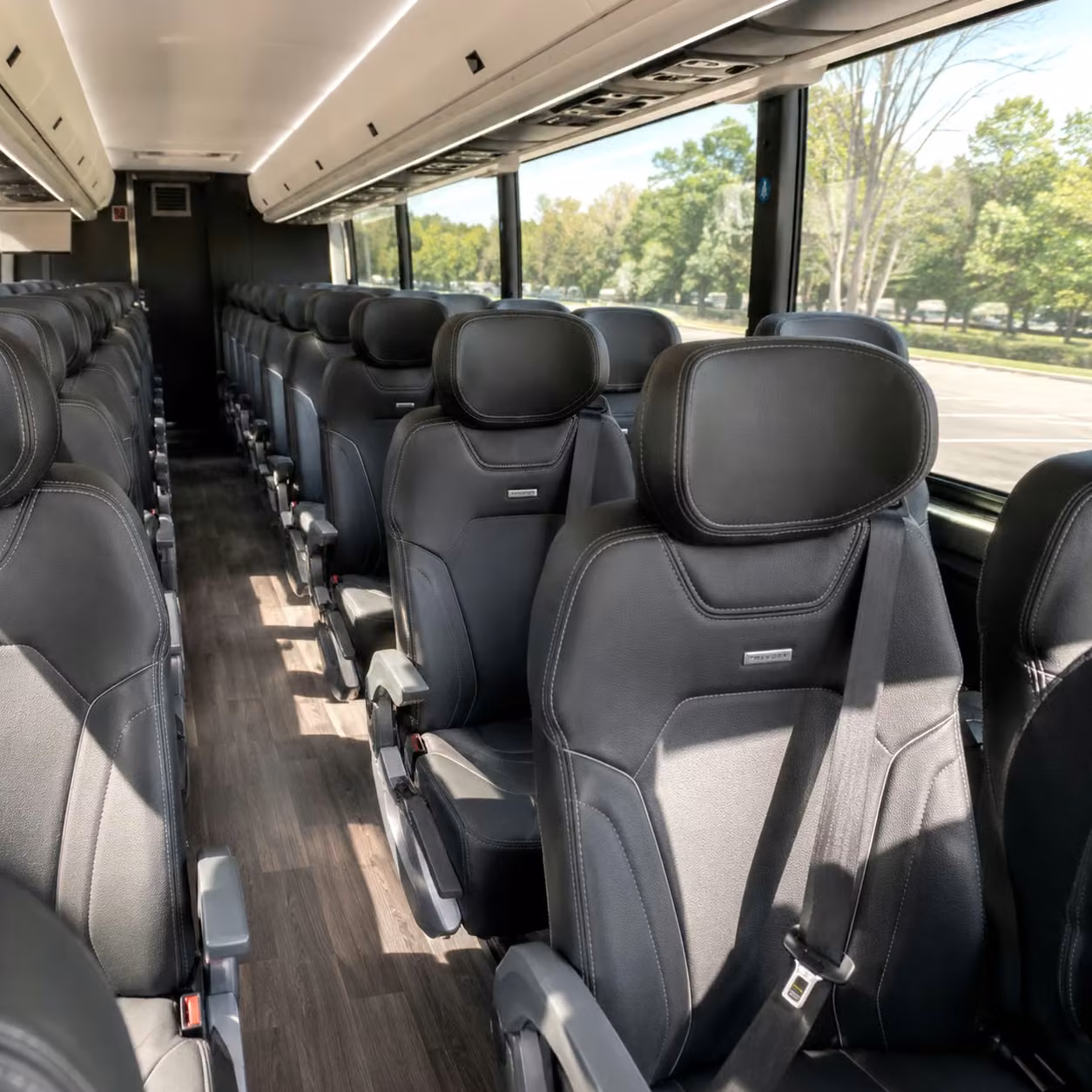 rialto charter bus rental interior